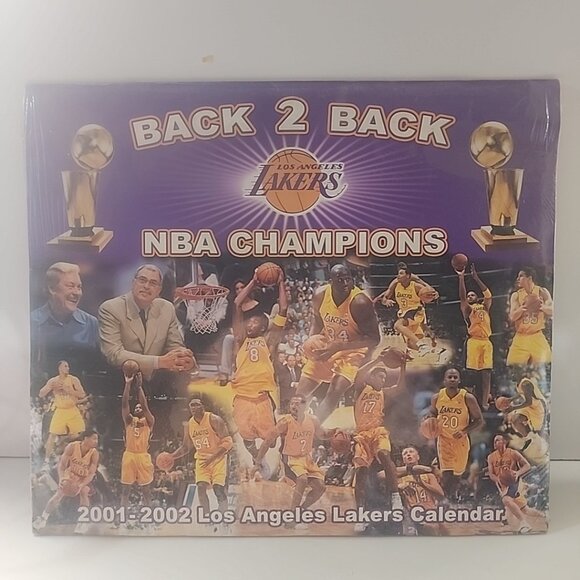 Lakers Calender 2001-2002 Back To Back Championships Team Calendar Kobe Shaq NEW - Picture 1 of 3